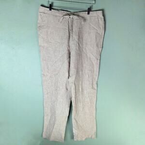 Toscano Firenza Womens 2XL Beige Linen Pants Lightweight Beach Summer Spring